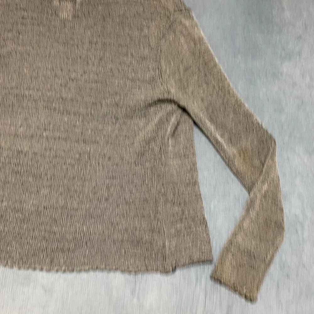 CDC Cardigan Sweater Womens L Heather Gray Metallic Knit Scalloped Hem Tie Front
